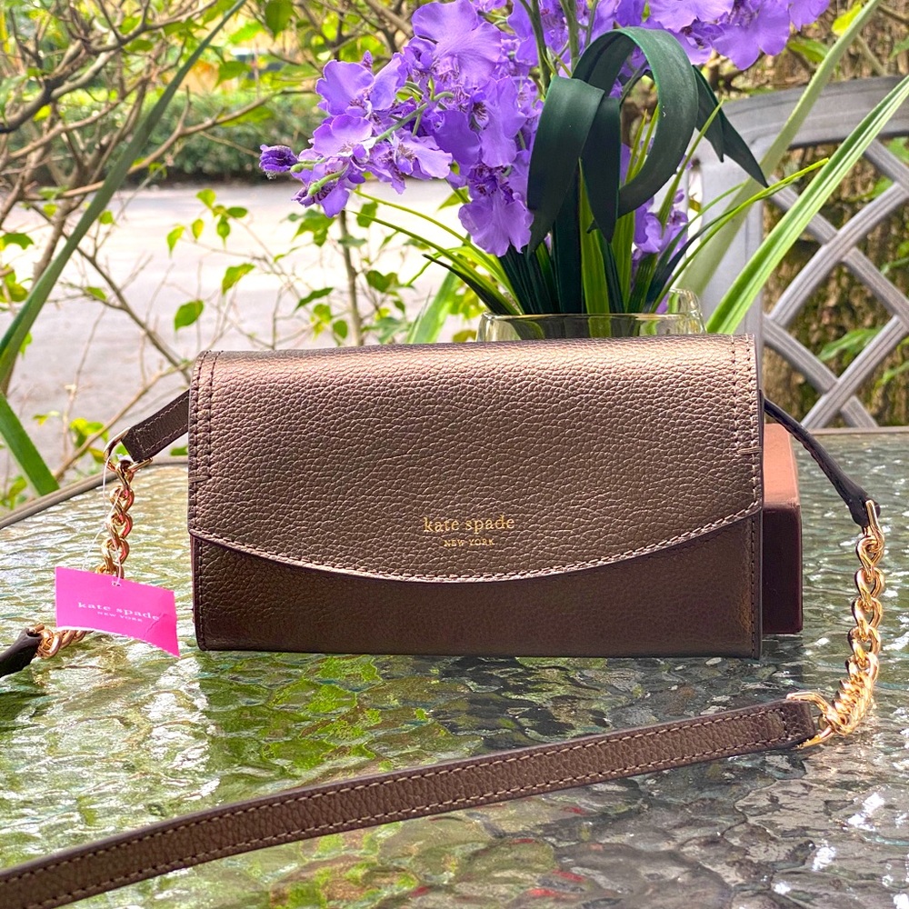 Kate Spade Copper Metallic Wallet Chain Crossbody - Picture 1 of 16